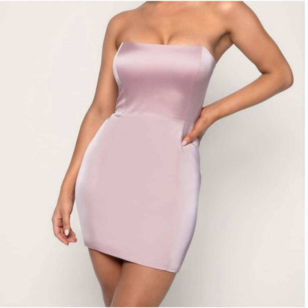 Meshki Kalita Strapless Satin Mini Dress Blush Size Small